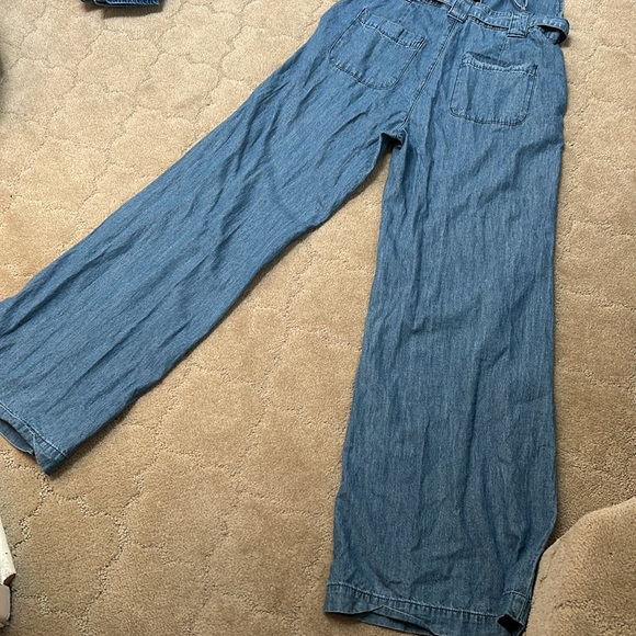 Litz Premium Cotton Chambray Palazzo Wide Leg Jumpsuit Sz S - Picture 5 of 8